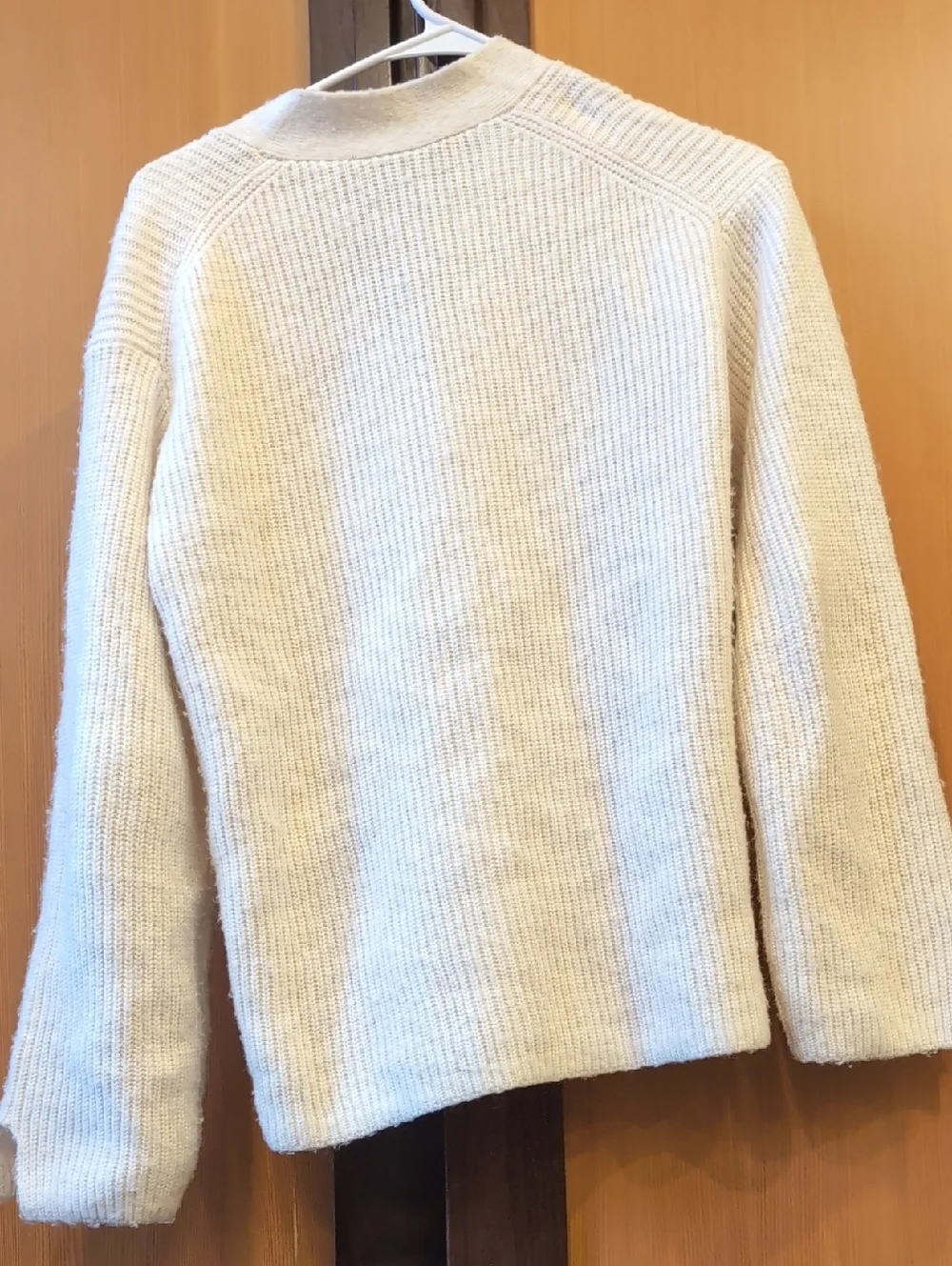 LOFT Cream Chunky Ribbed Button-Front Cardigan - Picture 3 of 5